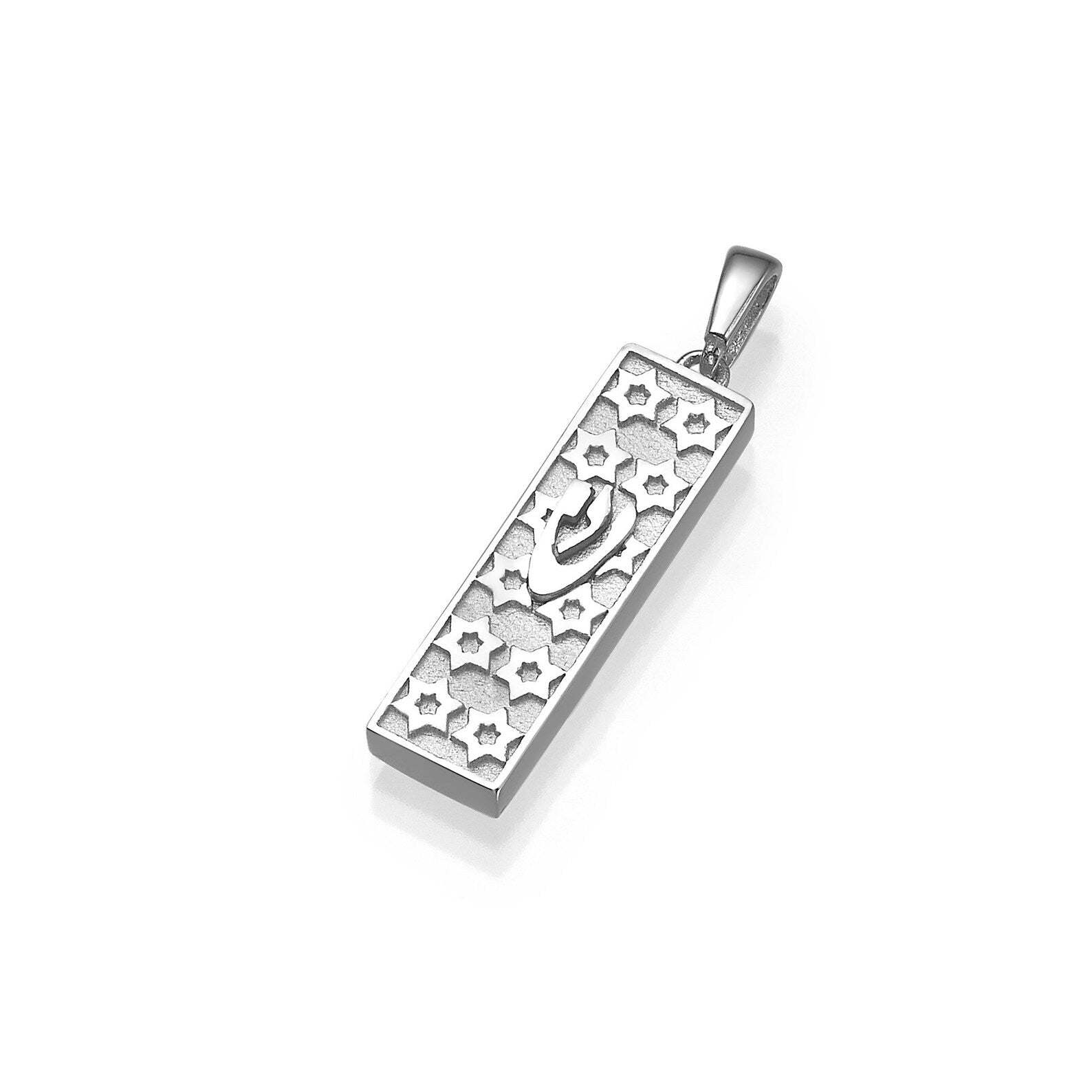 Mezuzah Pendant with Star of David & Shin in 14K Gold