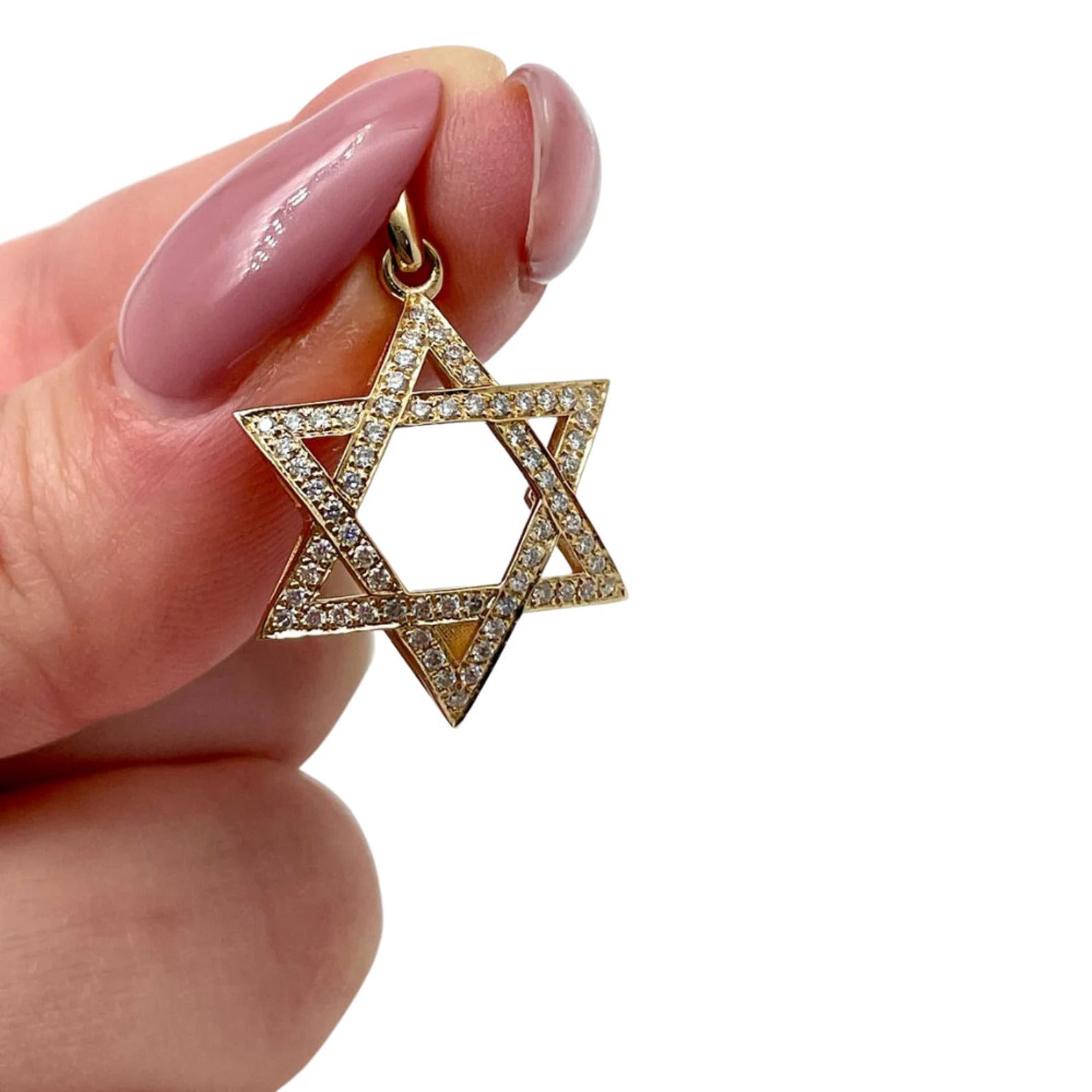 18K Gold Diamond Star of David Pendant
