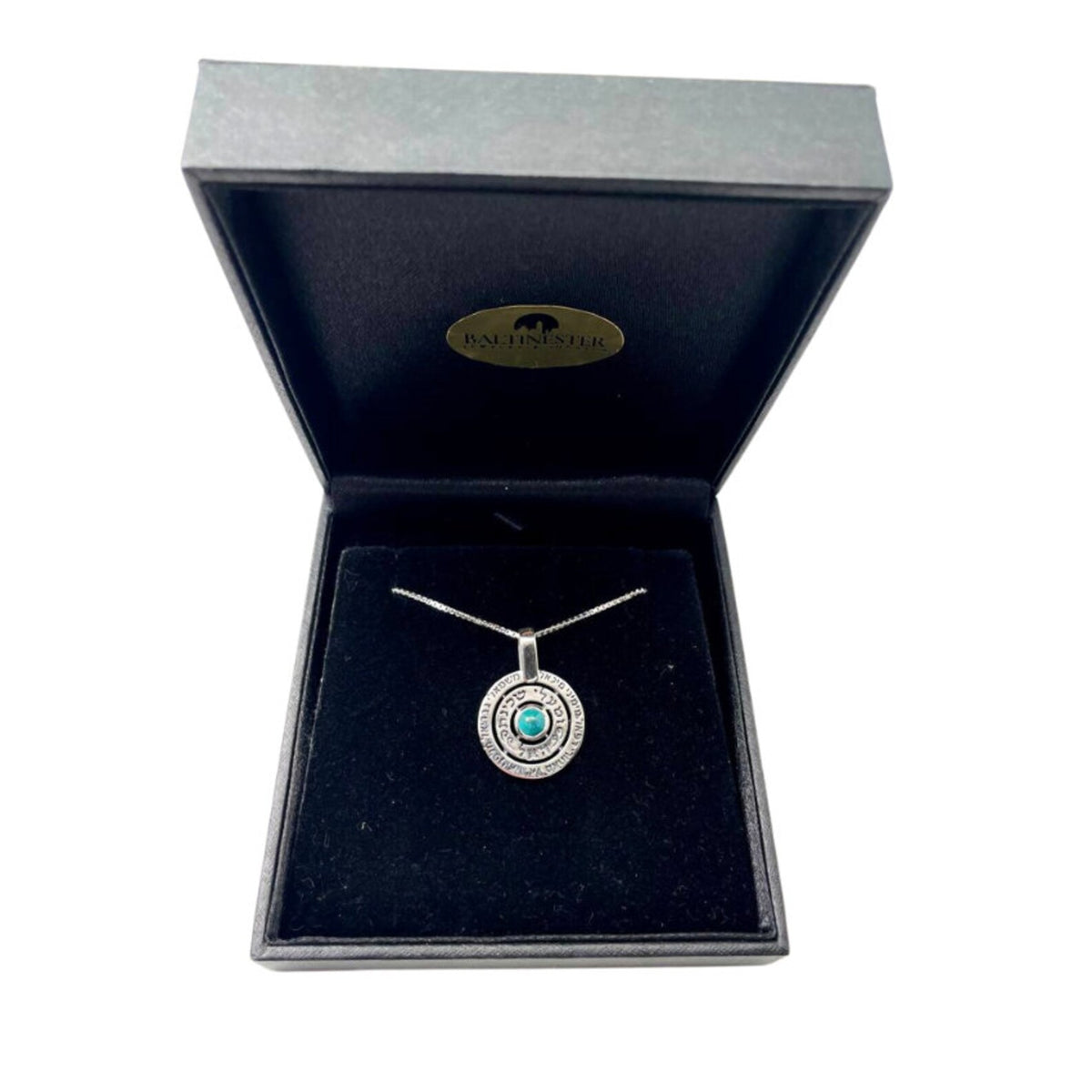 Kabbalah Angel Prayer Necklace in 925 Sterling Silver & Genuine Turquoise