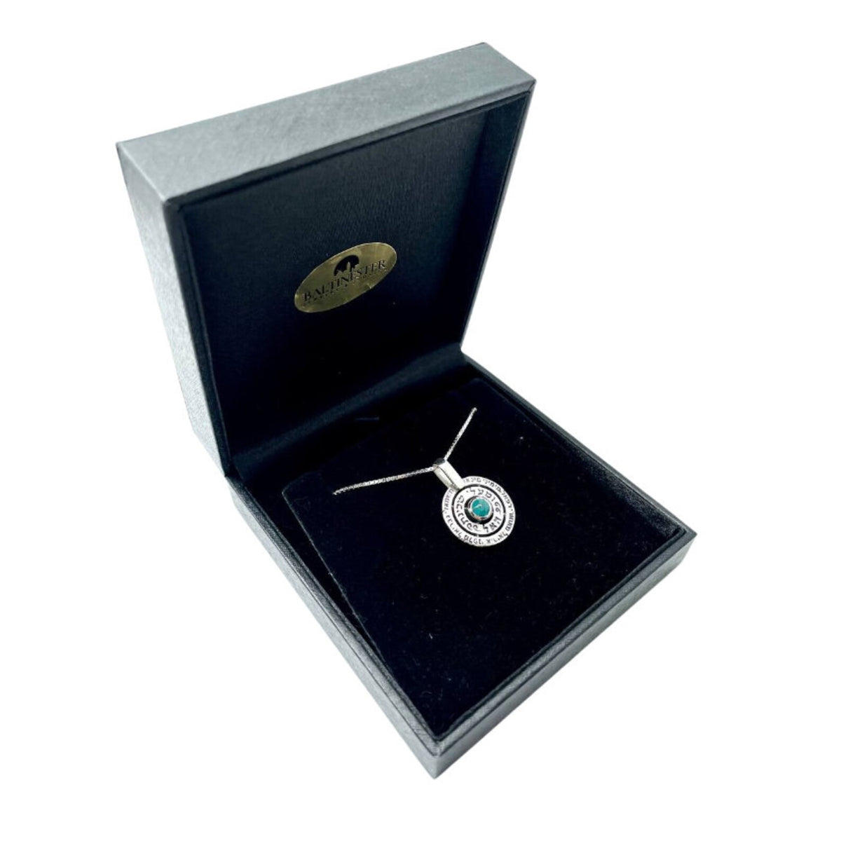 Kabbalah Angel Prayer Necklace in 925 Sterling Silver & Genuine Turquoise