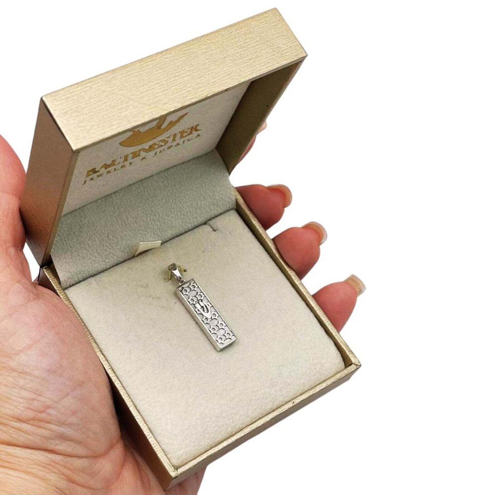 Mezuzah Pendant with Star of David & Shin in 14K Gold