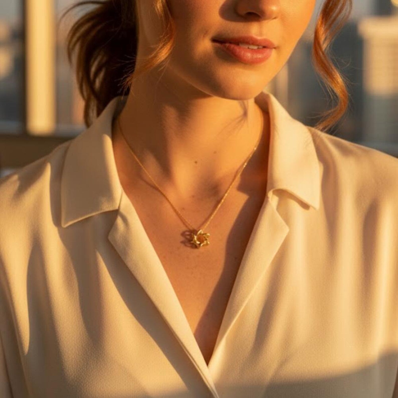 14K Solid Gold Interwoven Star of David Necklace