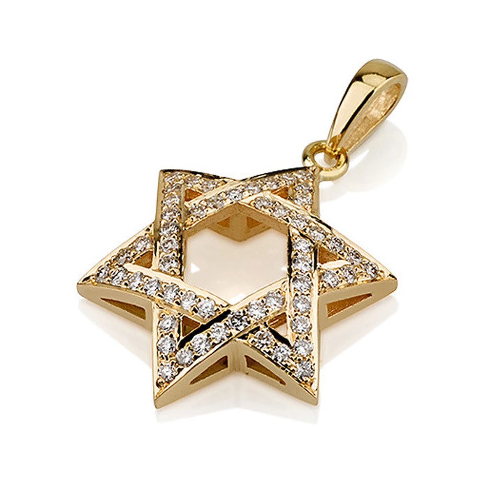 18K Gold Diamond Star of David Pendant
