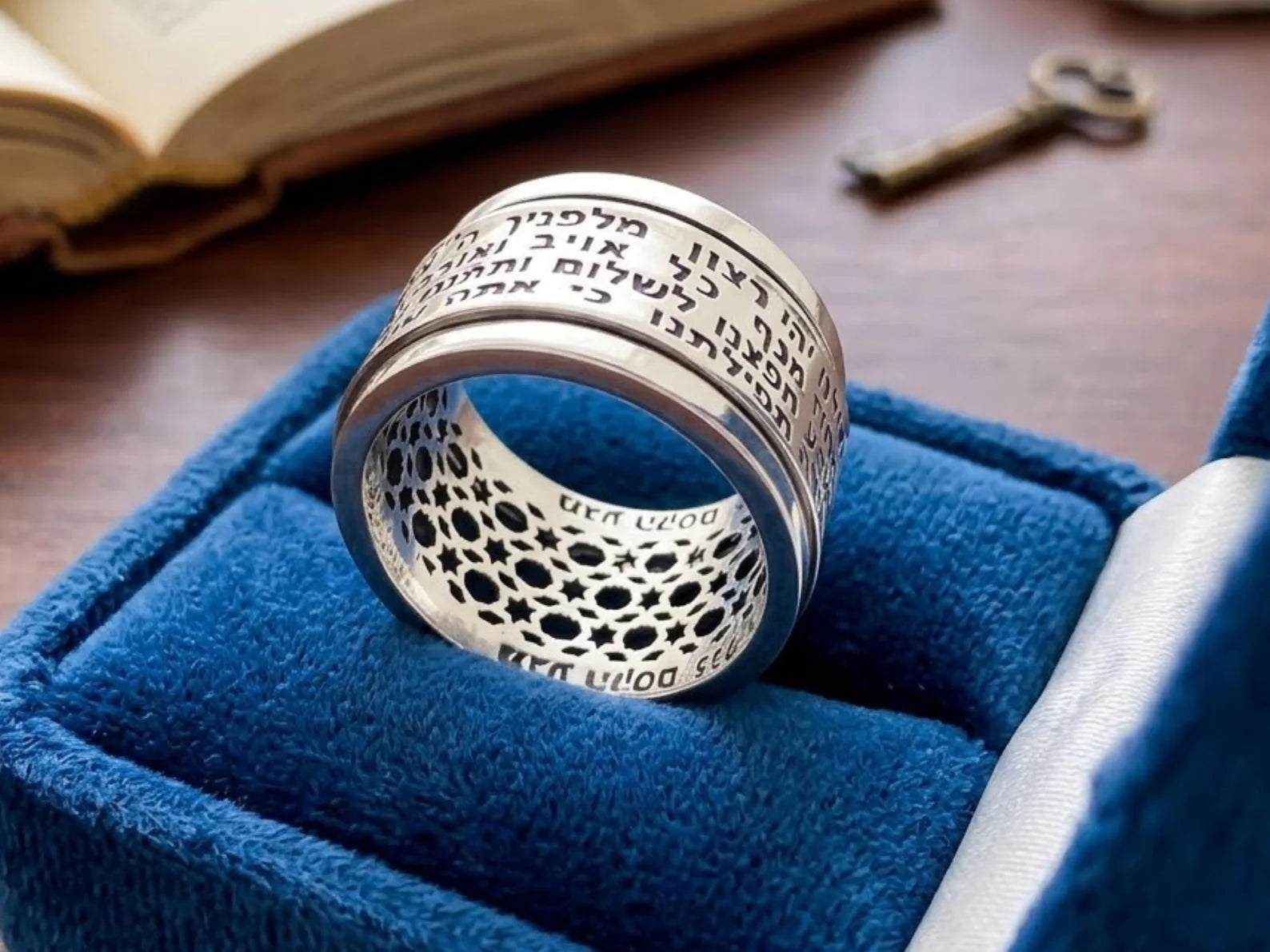 Traveler's Prayer Spinning Ring in Sterling Silver