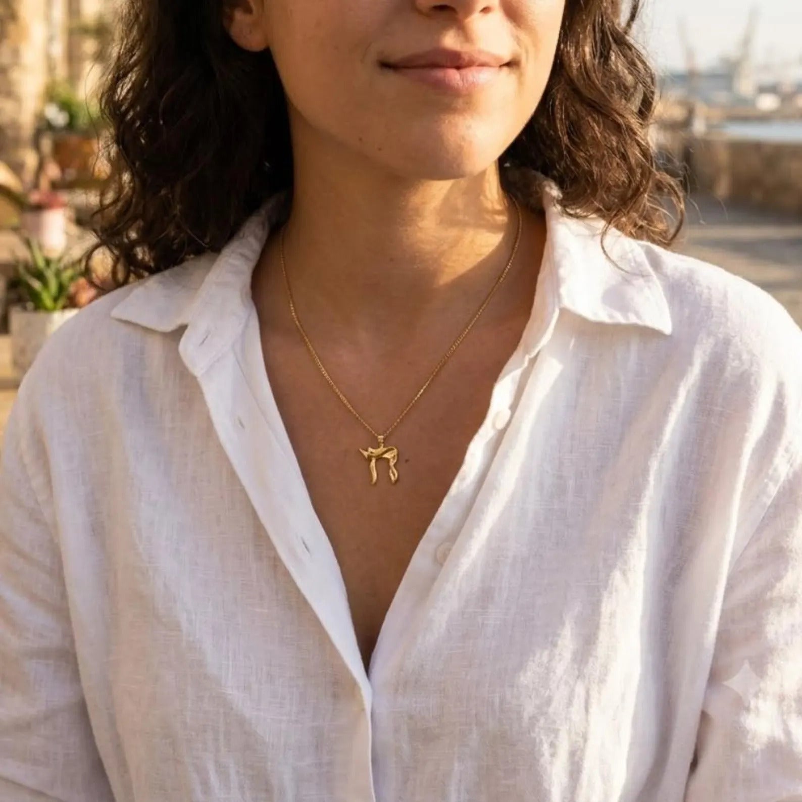Designer Chai Pendant in 14K Gold
