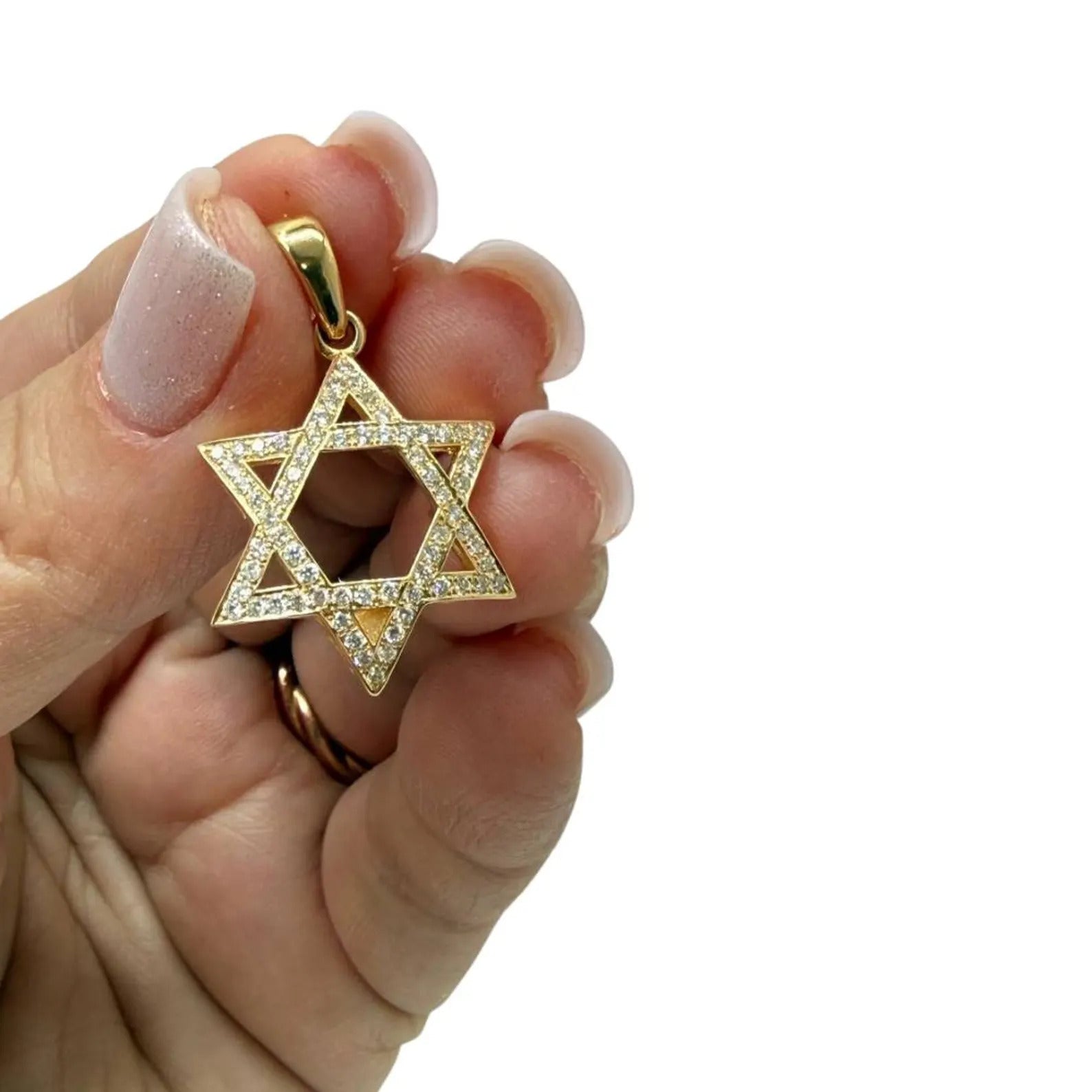 18K Gold Diamond Star of David Pendant