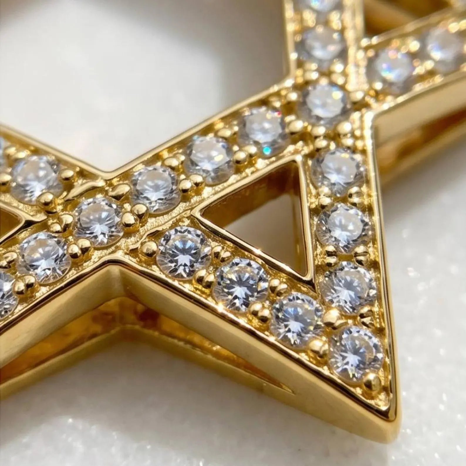 18K Gold Diamond Star of David Pendant