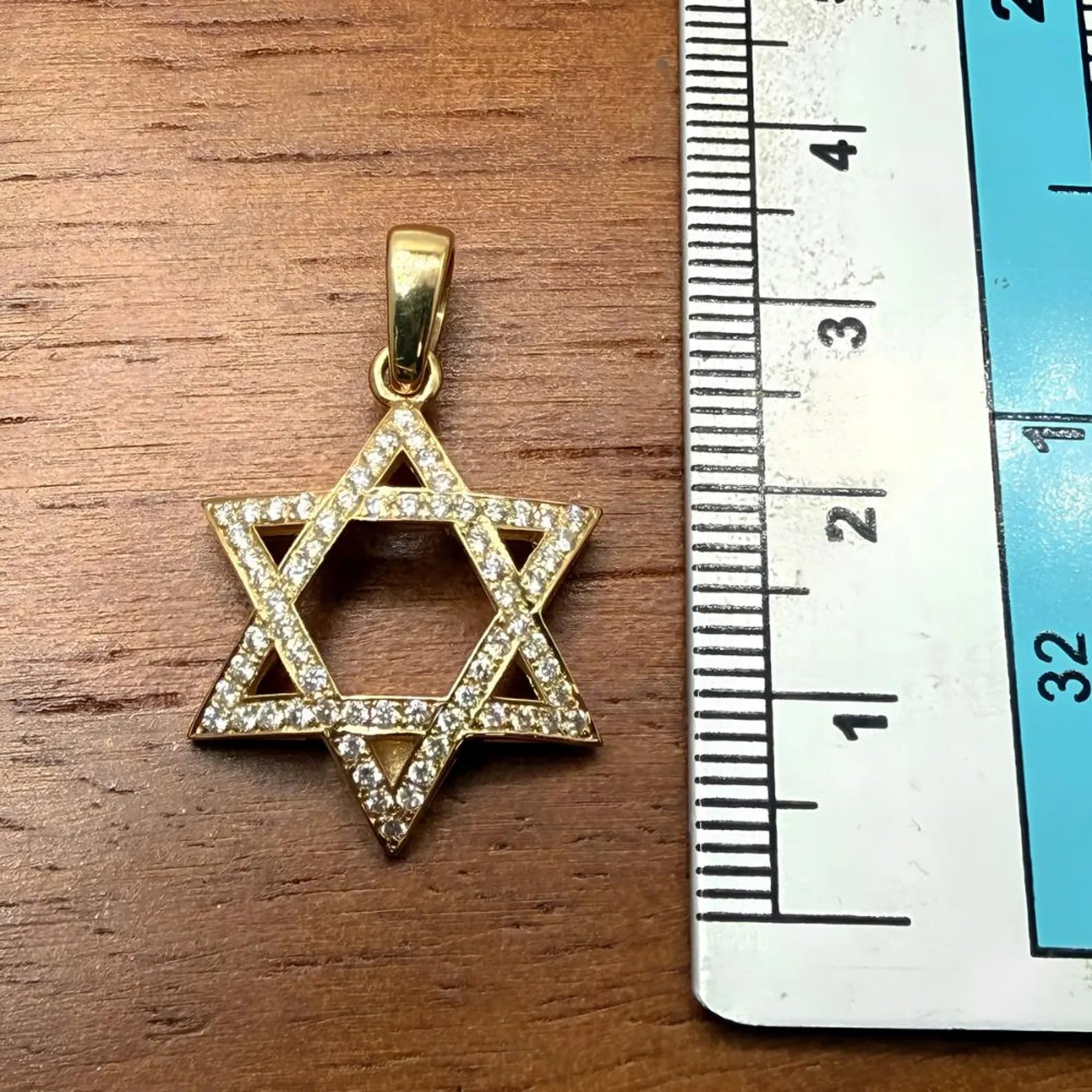18K Gold Diamond Star of David Pendant
