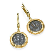 Ancient Roman Agrippa Coins 14k Gold Dangle Earrings