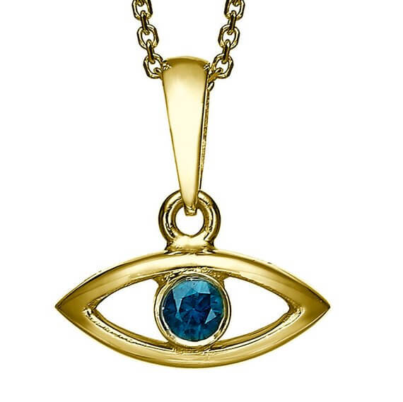 18k Gold Sapphire Evil Eye Pendant