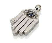 18k Gold Sapphire Diamond Hamsa Pendant