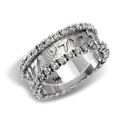 14k White Gold Florentine Diamond Jewish Wedding Band