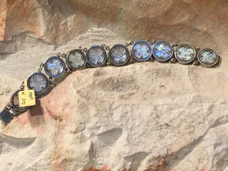 Sterling Silver Roman Glass Bracelet