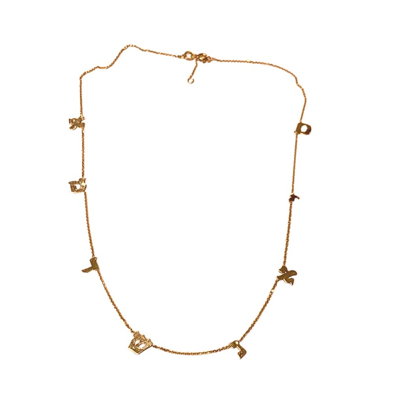 14K Gold Hebrew Initials Name Necklace