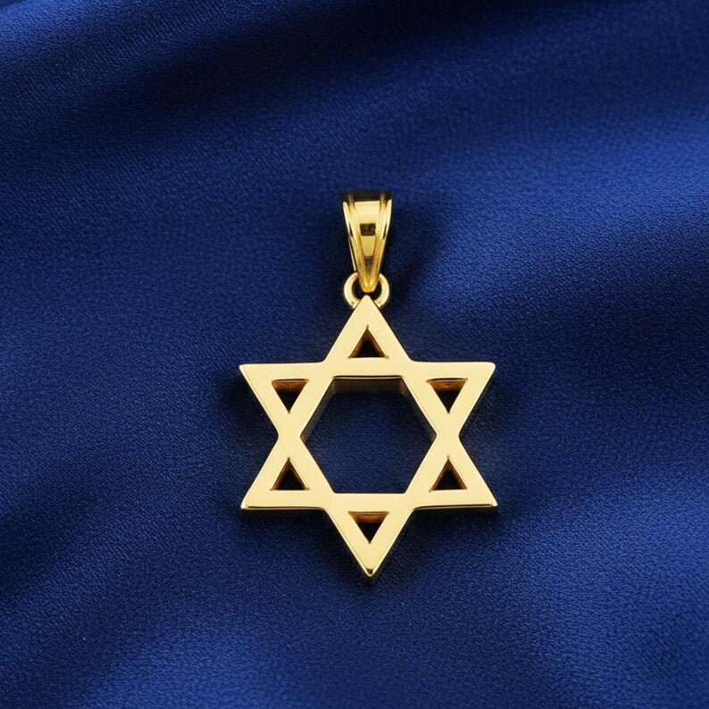 14k Gold Heavyweight Small Star of David Pendant