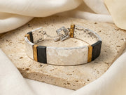 Broad Israeli Bracelet in Silver and Gold Plating - Electroforming