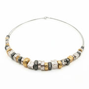 Israeli Necklace with Silver and Gold Plated Nuggets