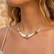Hammered Silver and Gold Plated Taper Israeli Necklace