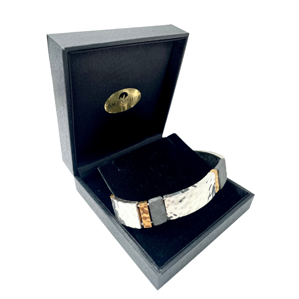 Broad Israeli Bracelet in Silver and Gold Plating - Electroforming