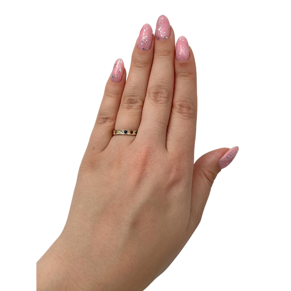 Kabbalah Ring with 12 Hoshen Gems - 14K Yellow Gold