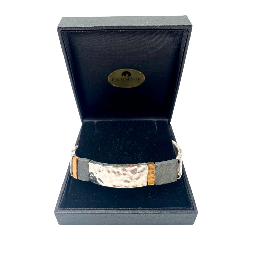 Broad Israeli Bracelet in Silver and Gold Plating - Electroforming