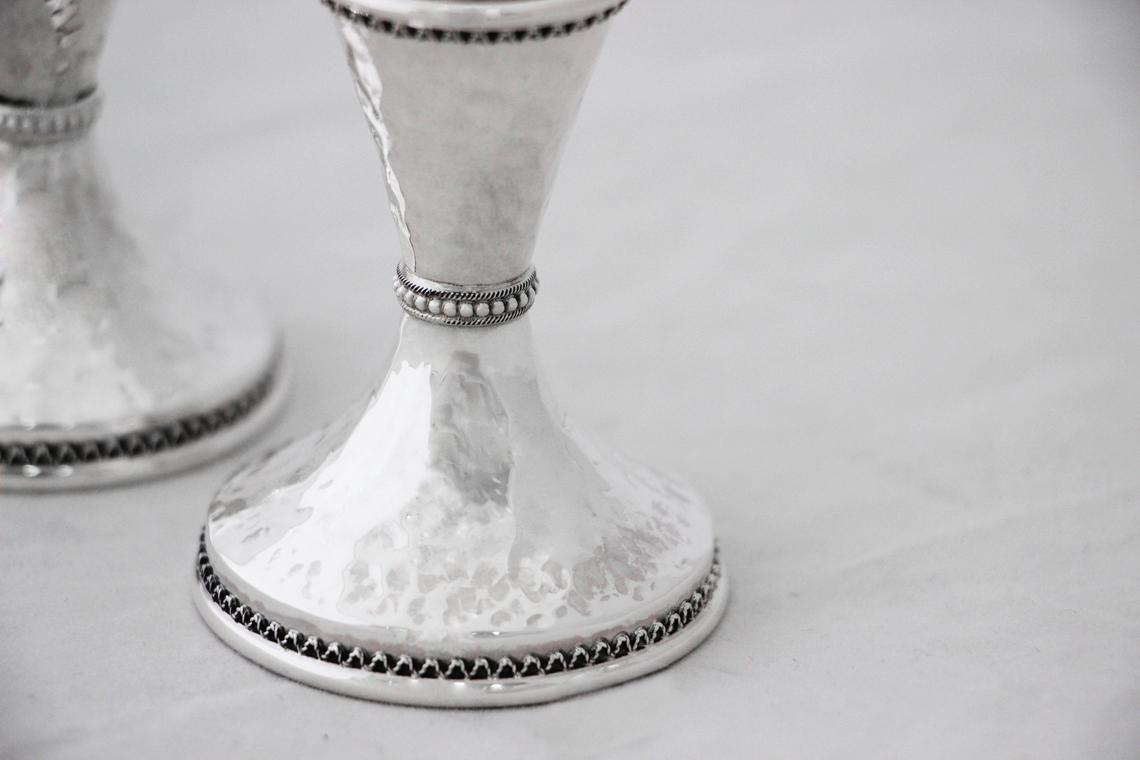 Silver Hammered Candle Holders