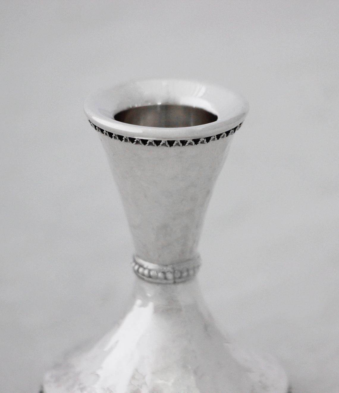 Silver Hammered Candle Holders