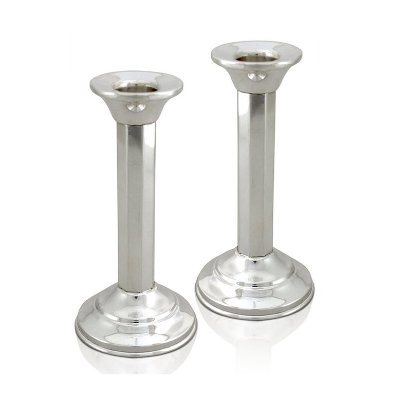 Yael Sterling Silver Column Candlesticks