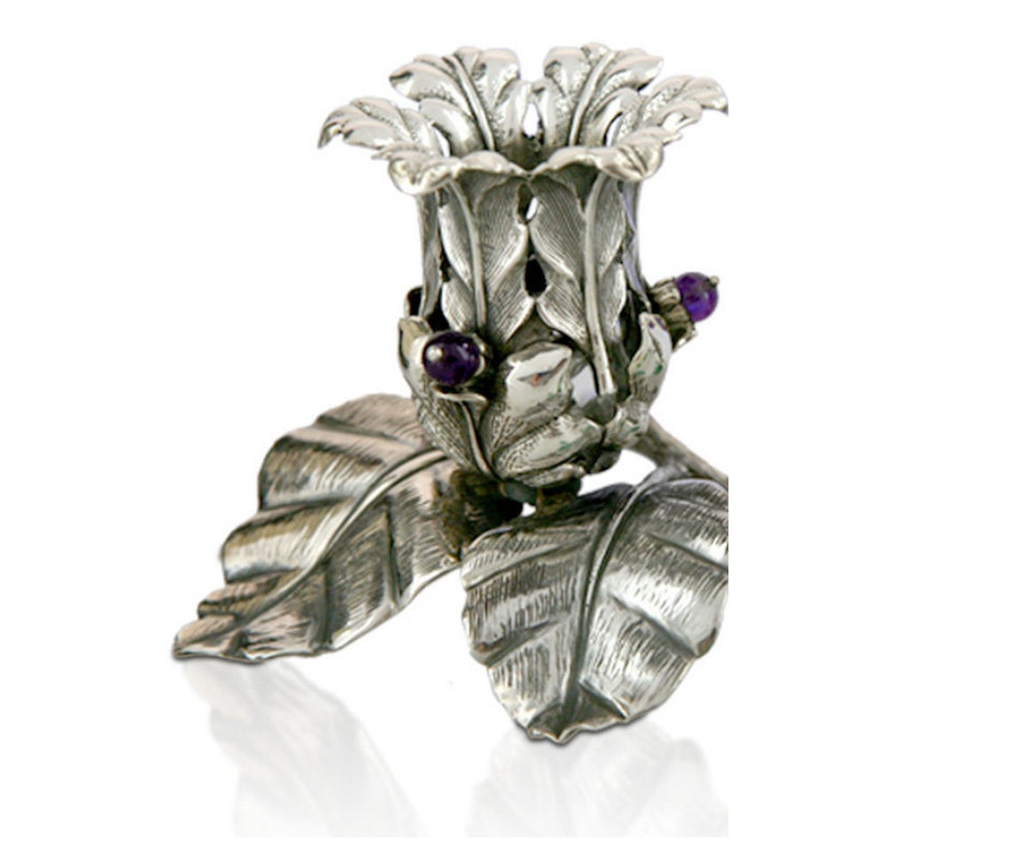 Sterling Silver Flower Candlesticks