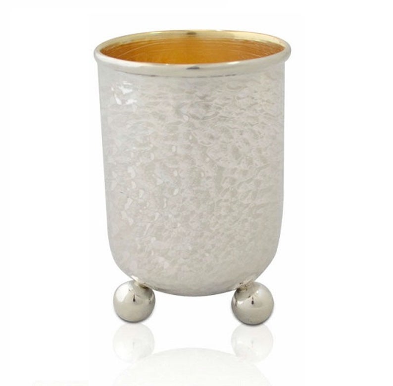 Ne'vo Hammered Silver Kiddush Cup