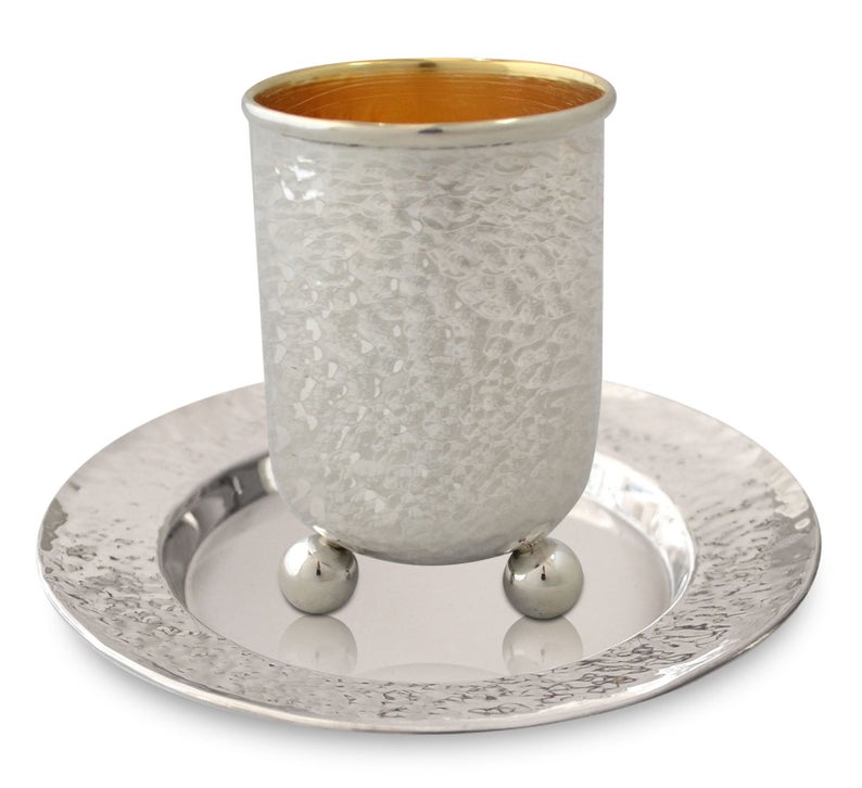 Ne'vo Hammered Silver Kiddush Cup