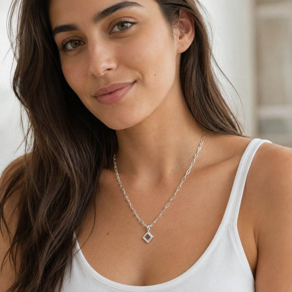 Paperclip Chain Jewish Nano Bible Necklace in 925 Sterling Silver