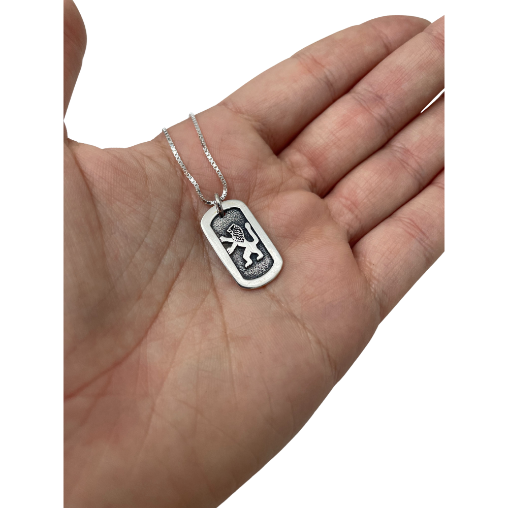 Oxidized Sterling Silver Lion of Judah Pendant and Chain