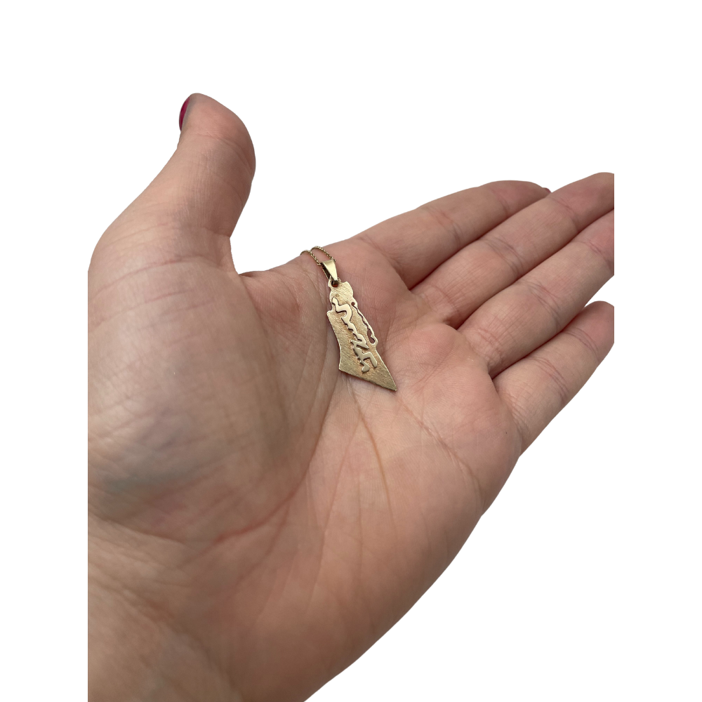 Map Of Israel Name Pendant in 14k Gold