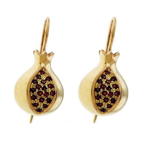 Pomegranate Garnet Earrings in 14K Gold
