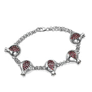 Sterling Silver Garnet Pomegranates Chain Link Bracelet