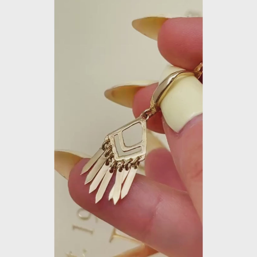 Load video: Fringe Dangle Earrings in 14K Solid Gold