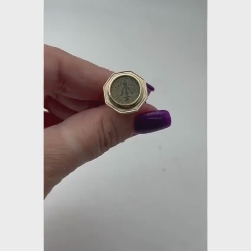 Load video: 14k Gold Maccabean Coin Cufflinks