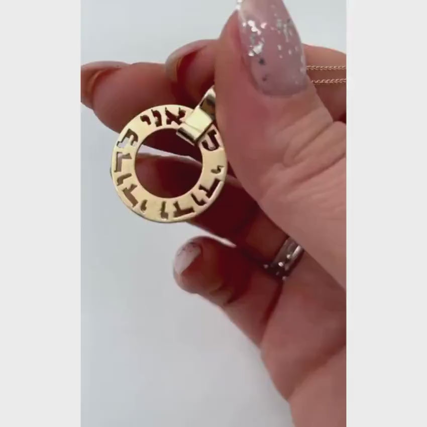 Load video: Ani L'dodi Spinning Pendant in 14k Gold Round