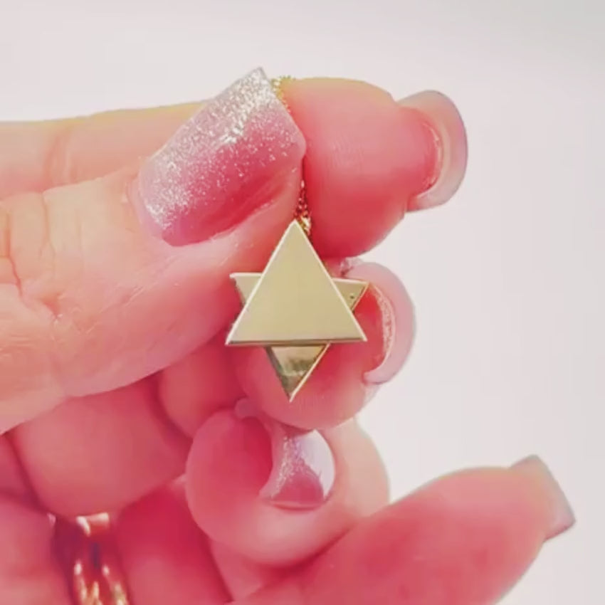 Load video: Movable Star of David Necklace in 14K Yellow Gold