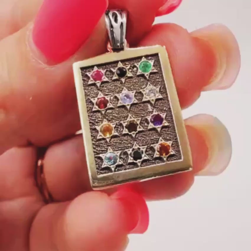 Load video: Sterling Silver &amp; 9K Gold Hoshen Pendant Necklace
