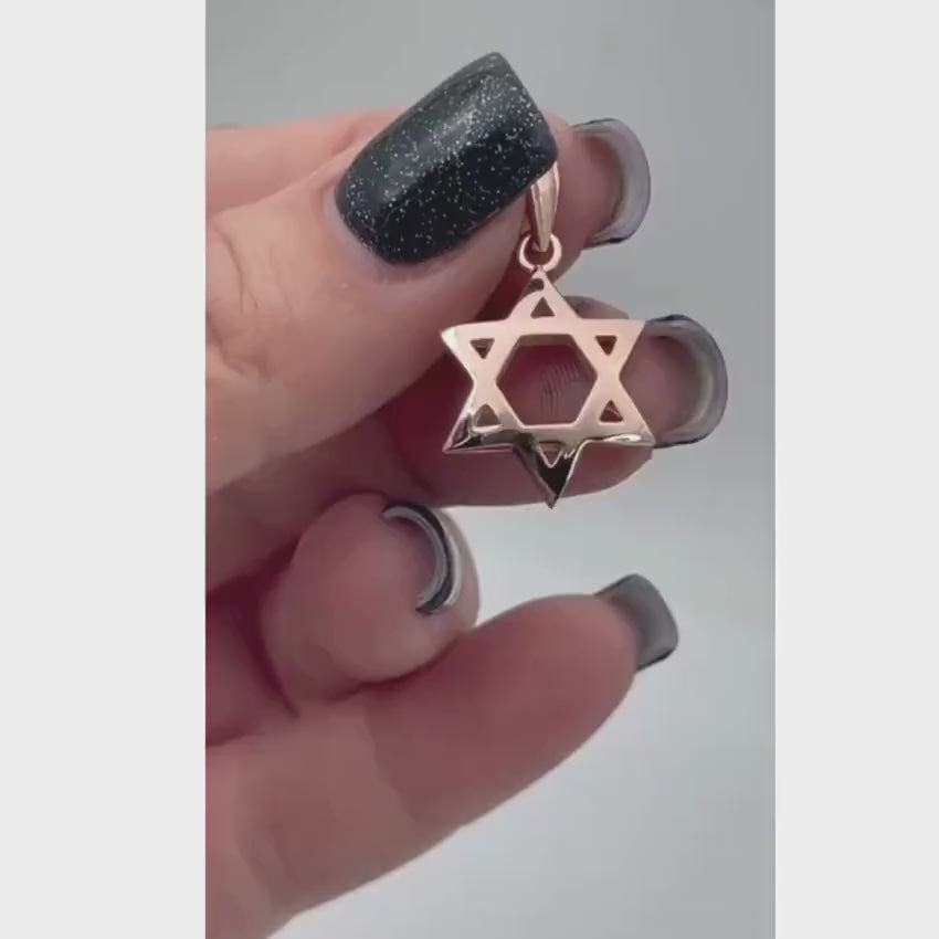 Load video: Domed 14k Gold Star of David Pendant in a Shiny Finish