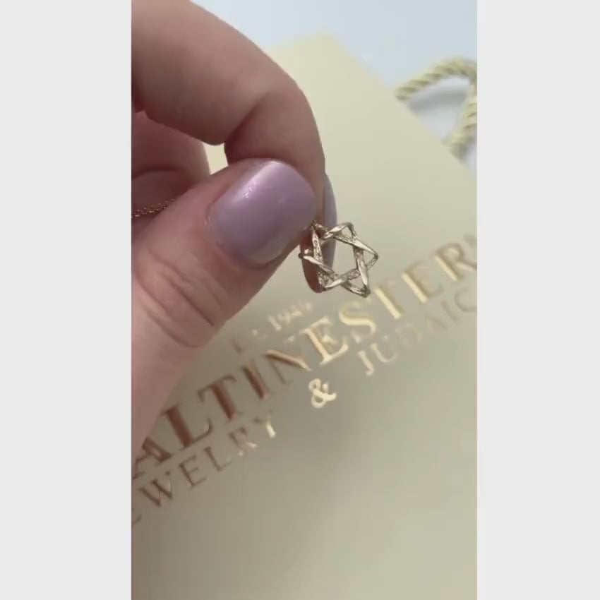 Load video: Star of David Necklace in 14K Gold Braided Style