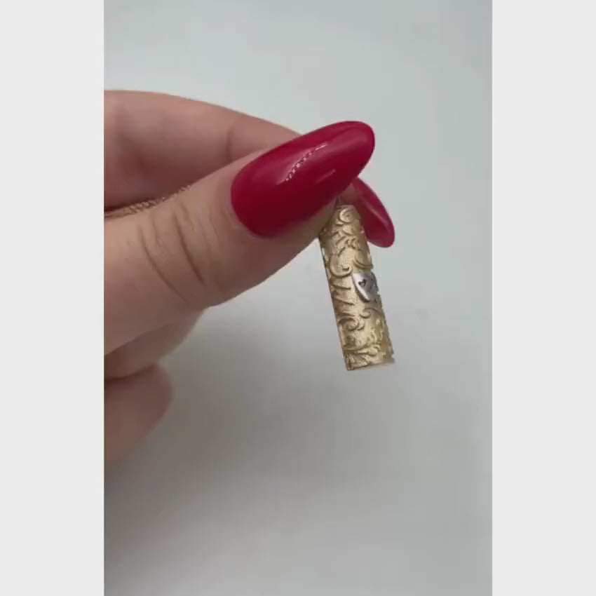 Load video: Vintage Style Mezuzah with Shin Pendant for Protection - 14K Gold