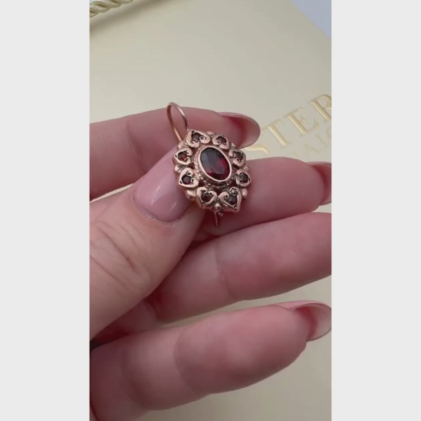 Load video: Garnet Romantic Earrings in 14K Rose Gold