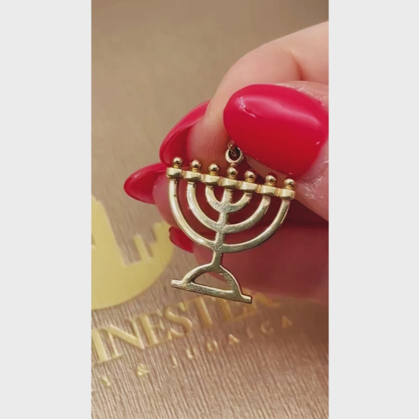 Load video: Menorah Pendant in 14k Gold