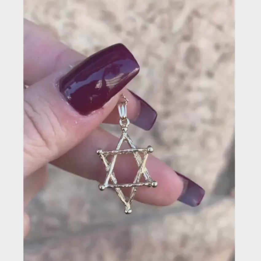 Load video: Merkaba Kabbalah Star of David Pendant  - 14k Gold