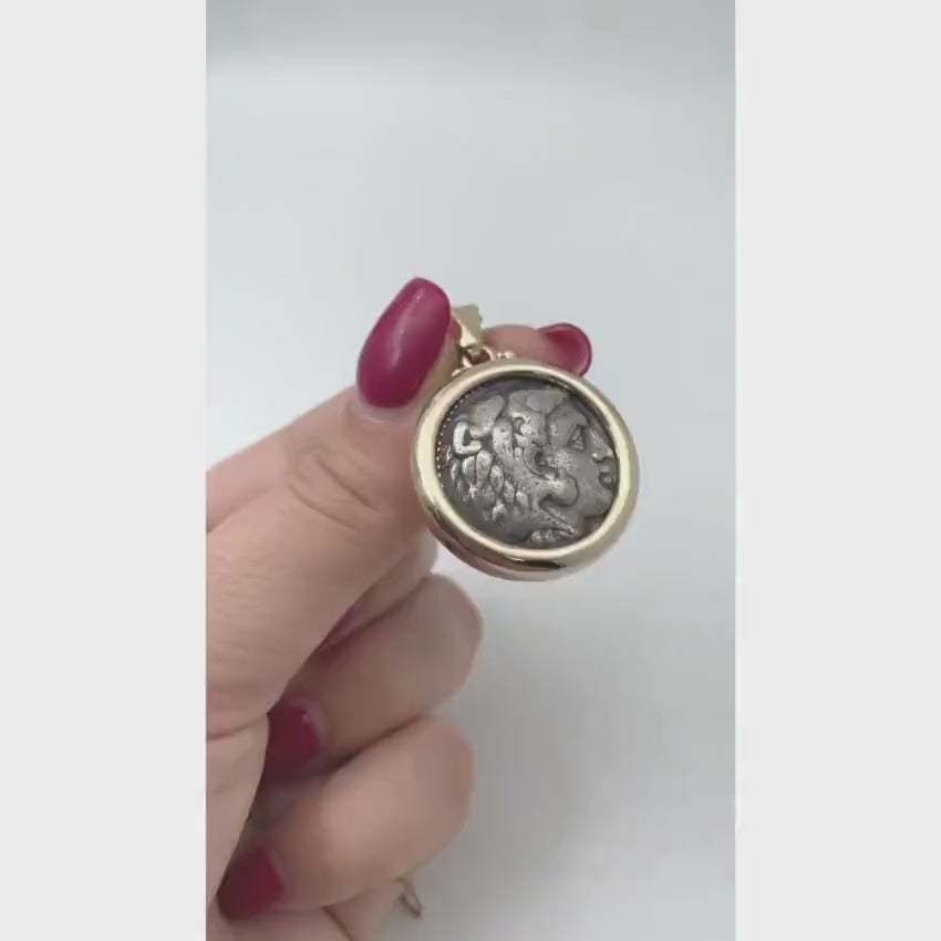 Load video: 14K Gold Alexander the great pendant