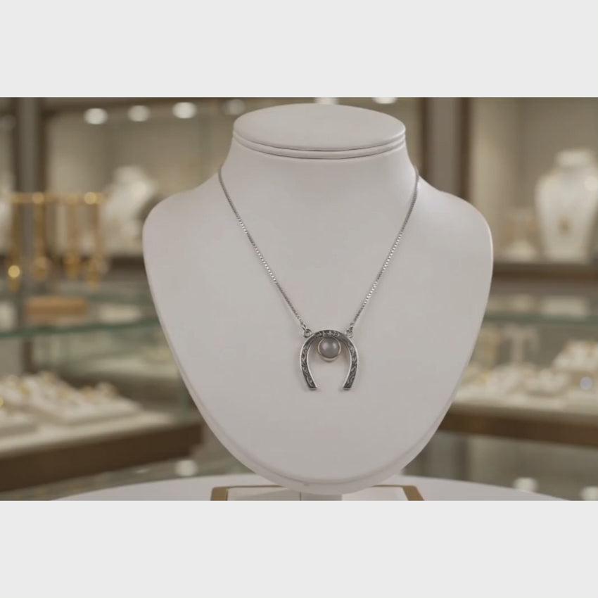Load video: Horseshoe Protection Necklace with Chrysoberyl Stone
