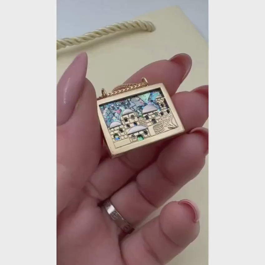 Load video: Jerusalem Necklace with Roman Glass in 14K Gold